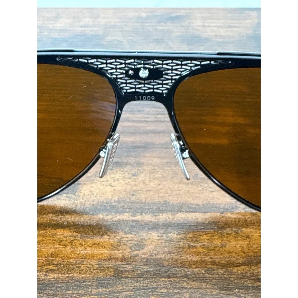 Bugatti Sunglasses BK/SS 63015-147 Black Silver Aviator Brown Lens Made in Japan